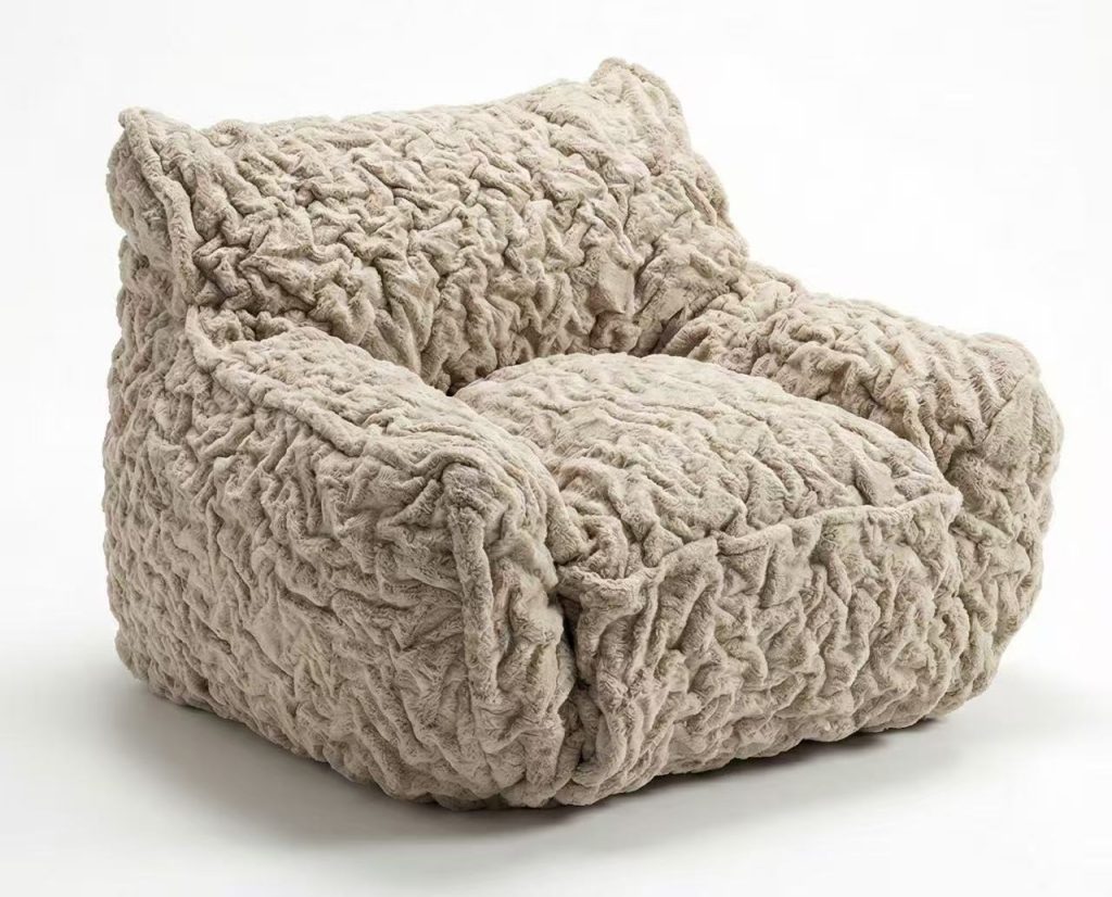 A sofa unpacked after prolonged compression.